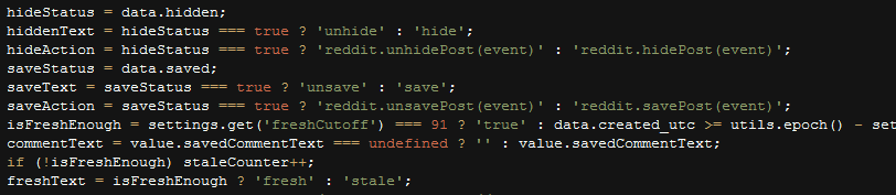 Screenshot of a part of the Mostly Harmless source code.